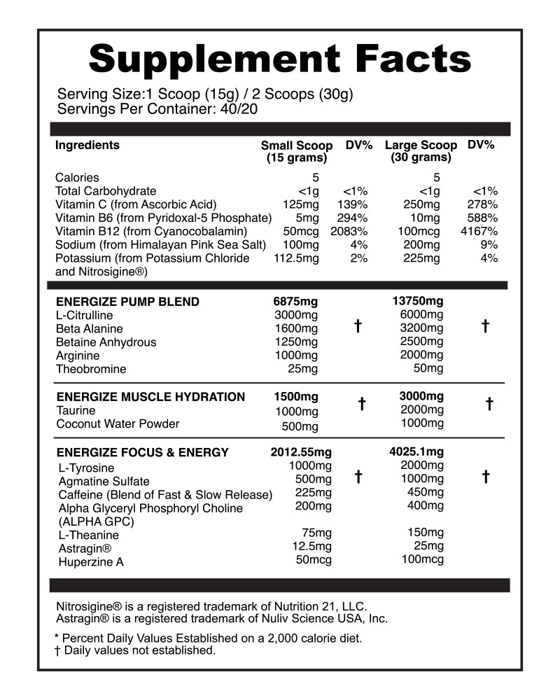Energize Complete Pre-Workout & Pump Blend