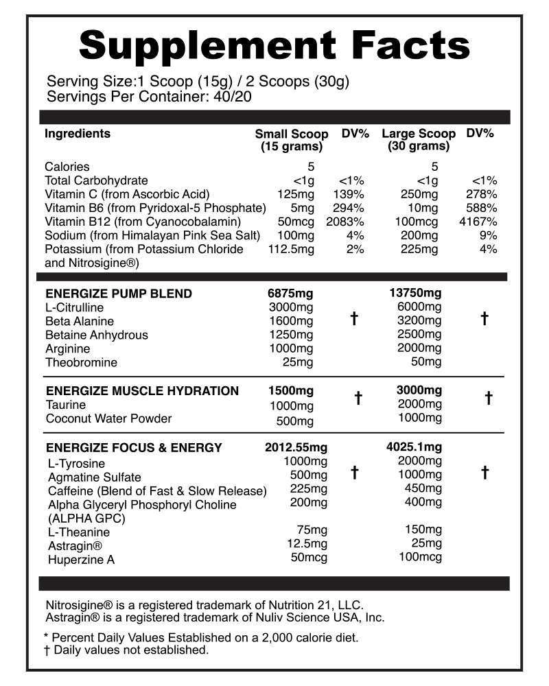 Energize Complete Pre-Workout & Pump Blend